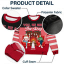 You, Me And The Dog Fireplace - Personalized Unisex Ugly Sweater
