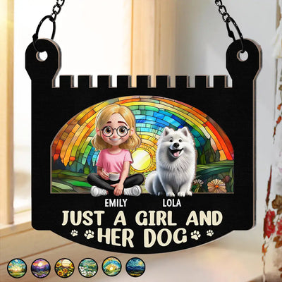 Just A Girl Who Loves Her Dog Deeply - Personalized Window Hanging Suncatcher Ornament