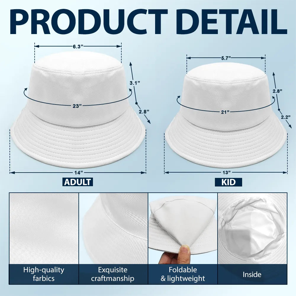Custom Photo Toile De Jouy Pattern Pencil Drawing Family Pet - Personalized Bucket Hat