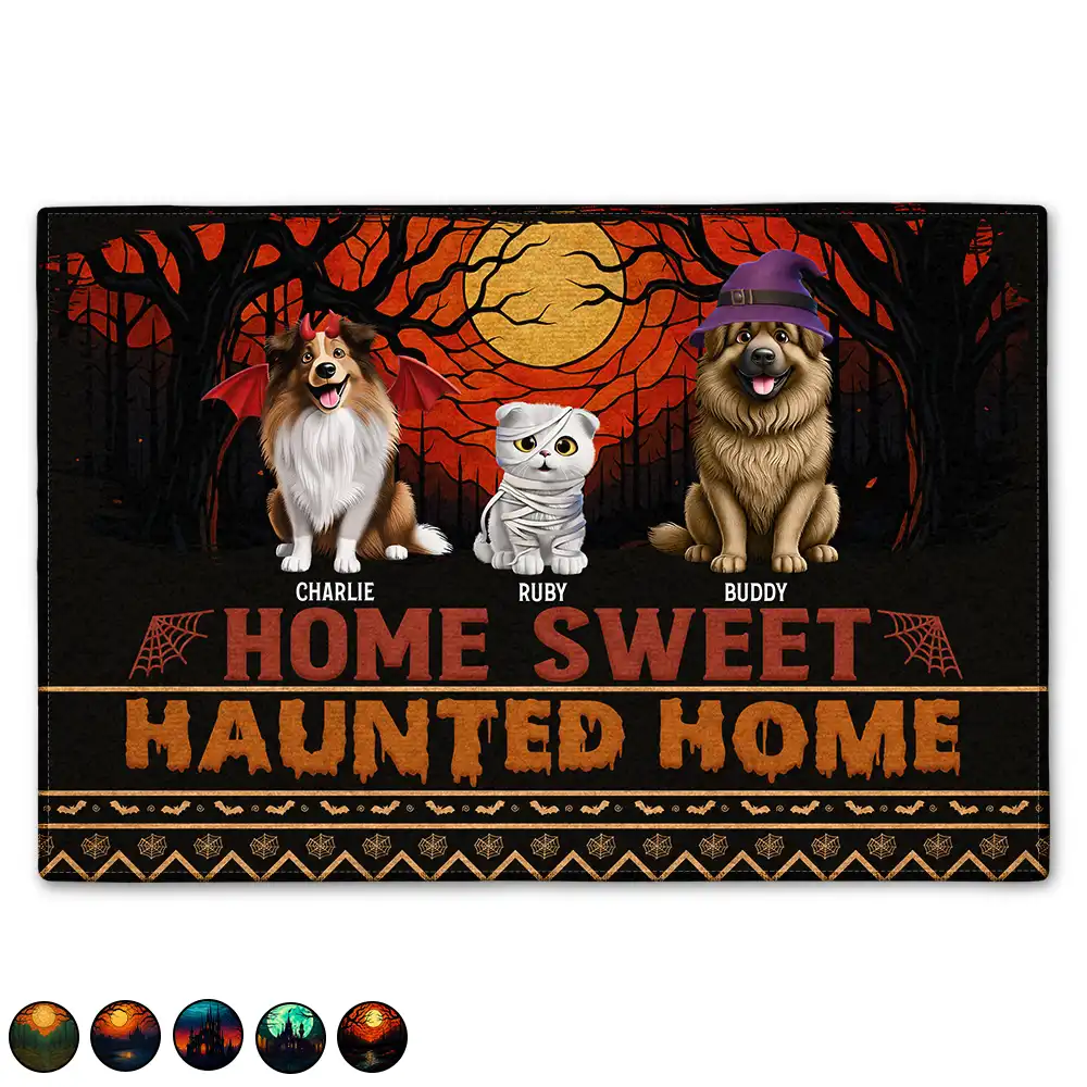 Funny Home Sweet Haunted Home Pet Lovers - Personalized Doormat