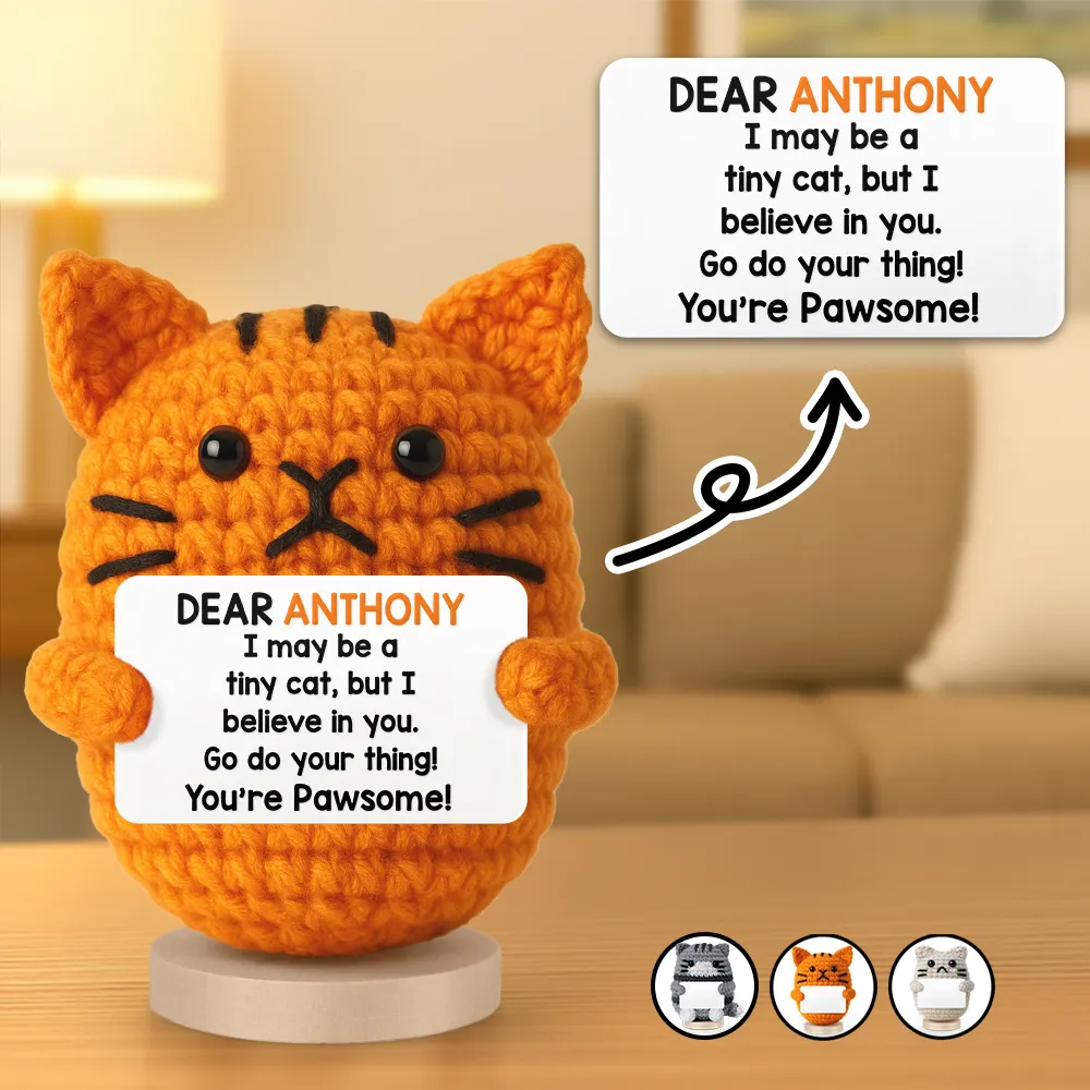 I May Be A Tiny Cat - Personalized Doll Crochet With Custom Card