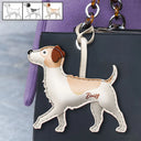 Dog Lovers,Pet Lovers,Dog Mom,Happy-Jack Russell Terrier Shaped, Dog Lovers Charm - Personalized Dog Leather Bag Charm, Keychain