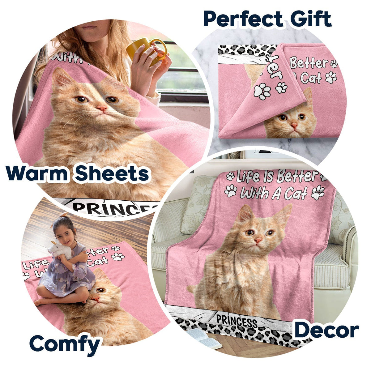 Custom Photo Life Is Better With Pets - Personalized Fleece Blanket