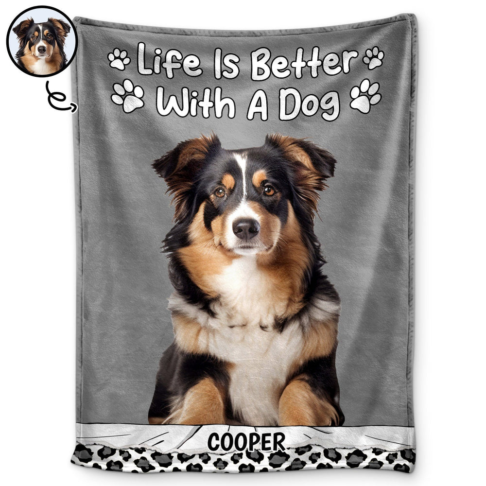 Custom Photo Life Is Better With Pets - Personalized Fleece Blanket