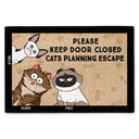 Cartoon Cats Secretly Planning An Escape - Gift For Cat Lovers - Personalized Doormat