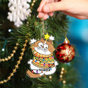 Funny Scratching Cat Christmas - Personalized Cutout Acrylic Ornament