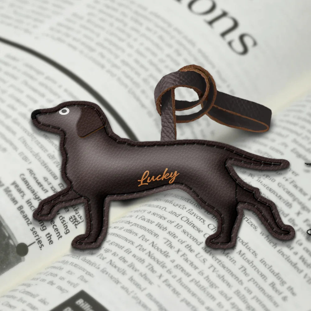 Dog Lovers,Pet Lovers,Dog Mom,Happy-Labrador Retriever Shaped, Dog Lovers Charm - Personalized Dog Leather Bag Charm, Keychain