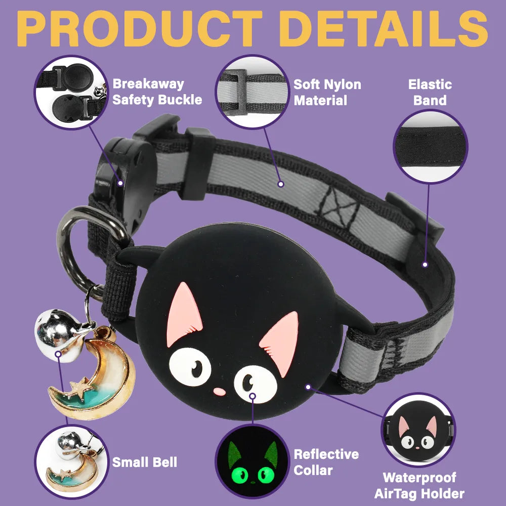 Cat Lovers,Cat Mom,Cat Dad-Reflective Safety Breakaway With Name And Phone - Personalized Cat Collar For AirTag