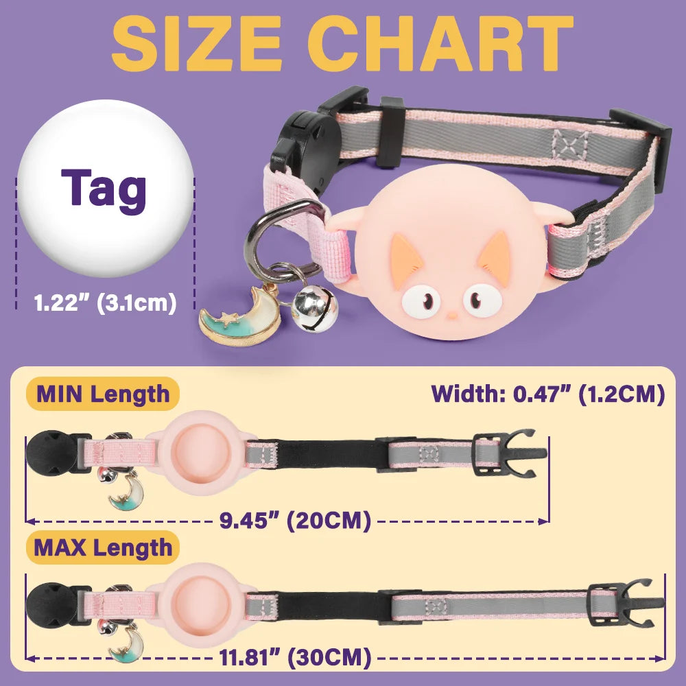 Cat Lovers,Cat Mom,Cat Dad-Reflective Safety Breakaway With Name And Phone - Personalized Cat Collar For AirTag