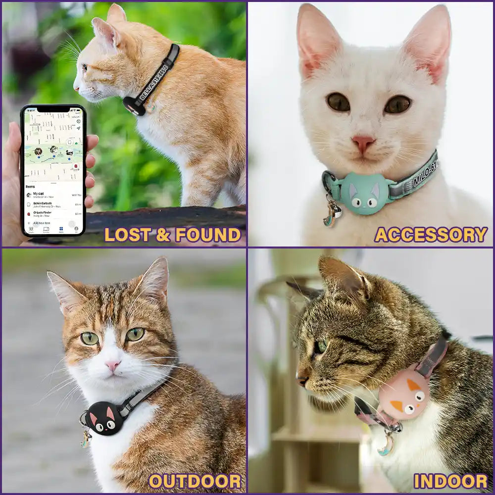 Cat Lovers,Cat Mom,Cat Dad-Reflective Safety Breakaway With Name And Phone - Personalized Cat Collar For AirTag