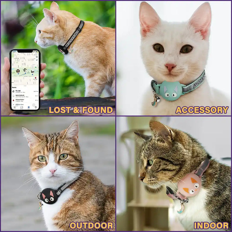 Cat Lovers,Cat Mom,Cat Dad-Reflective Safety Breakaway With Name And Phone - Personalized Cat Collar For AirTag