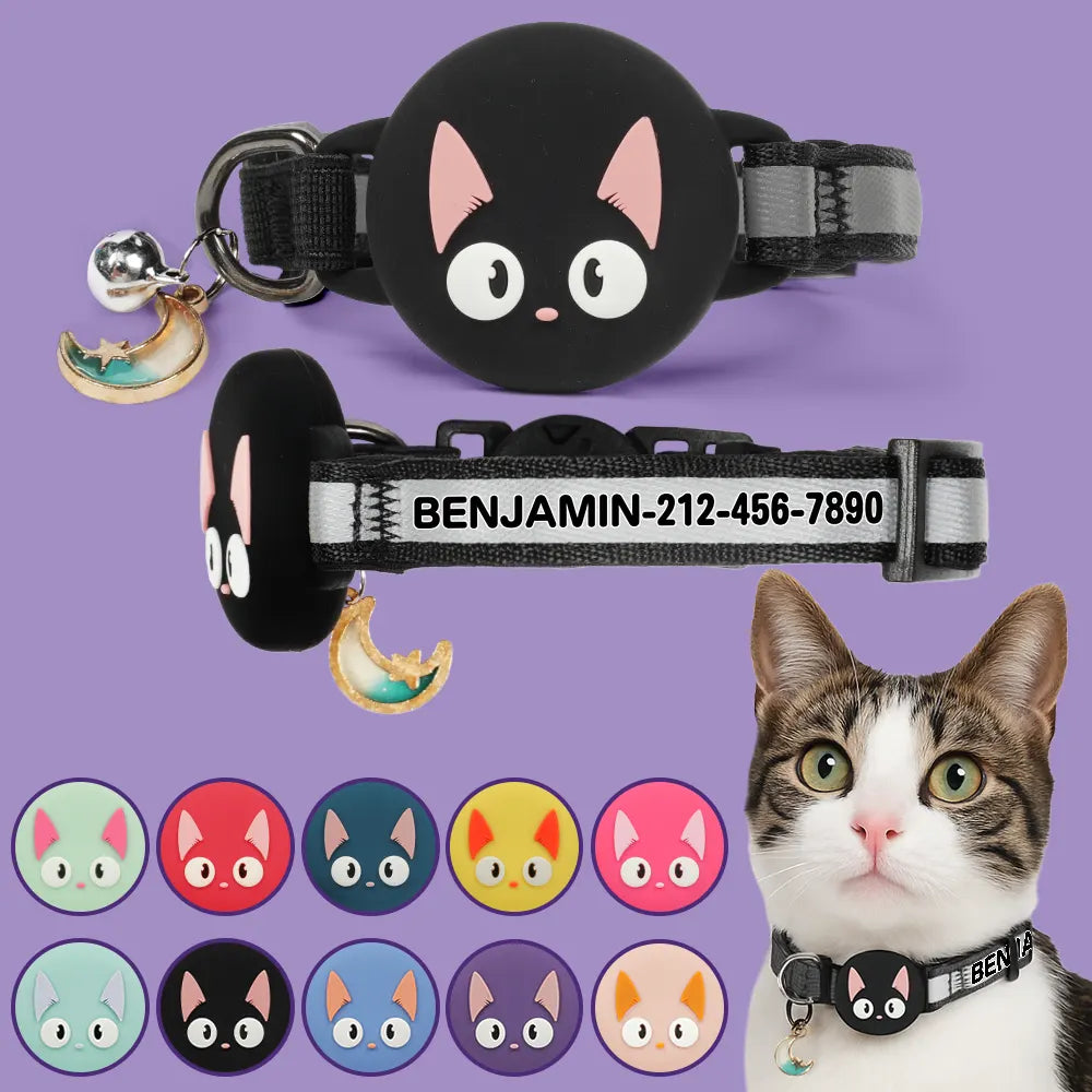 Reflective Safety Breakaway With Name And Phone - Personalized Cat Collar For AirTag