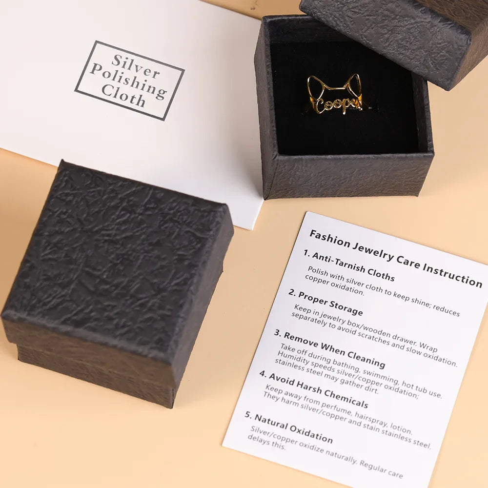 Farm, Pet Lovers, Pet Mom, Gift For Women - Cute Minimalist Horse Shaped Jewelry For Horse Lovers - Personalized Pet Silhouette Name Ring