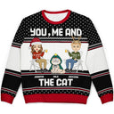 Couple You, Me And The Cat - Personalized Unisex Ugly Sweater