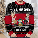 Couple You, Me And The Cat - Personalized Unisex Ugly Sweater