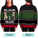 Couple You, Me And The Cat - Personalized Unisex Ugly Sweater