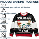 Couple You, Me And The Cat - Personalized Unisex Ugly Sweater