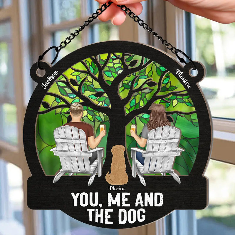 Through Four Seasons, It’s You, Me, And The Dog - Personalized Window Hanging Suncatcher Ornament