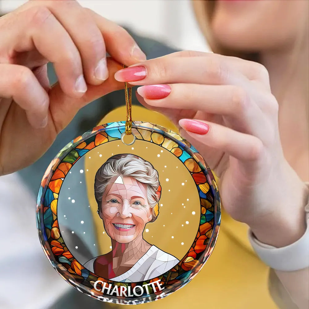 Custom Photo Portrait Pet Family Christmas - Personalized Circle Glass Ornament