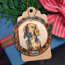 Custom Photo Portrait Pet Family Christmas - Personalized Circle Glass Ornament