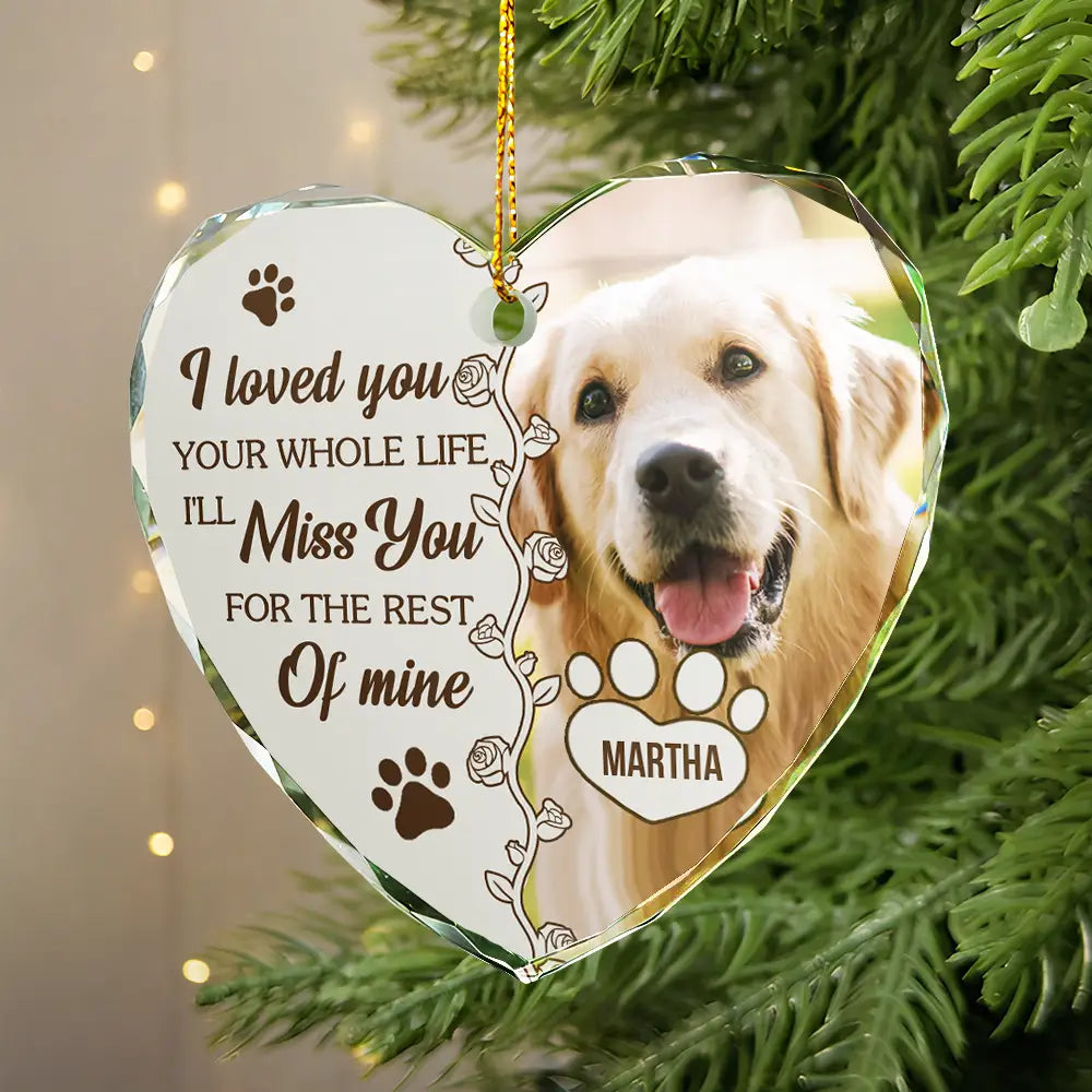 Custom Photo You Would Have Lived Forever Pet Memorial - Personalized Heart Shaped Glass Ornament