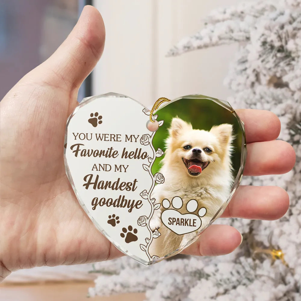 Custom Photo You Would Have Lived Forever Pet Memorial - Personalized Heart Shaped Glass Ornament