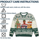 Pet Lovers, Cat Lovers, Dog Lovers - Happy Pawlidays Dog And Cat Lover Flat Art - Personalized Unisex Ugly Sweater