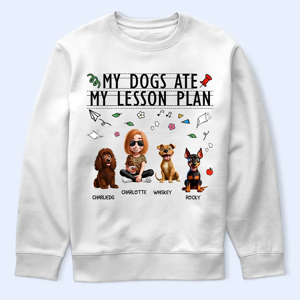 Teacher,Pet Lovers,Pet Mom,Pet Dad,Dog Lovers,Dog Mom,Dog Dad,Happy - My Dog Ate My Lesson Plan Teacher - Personalized T Shirt