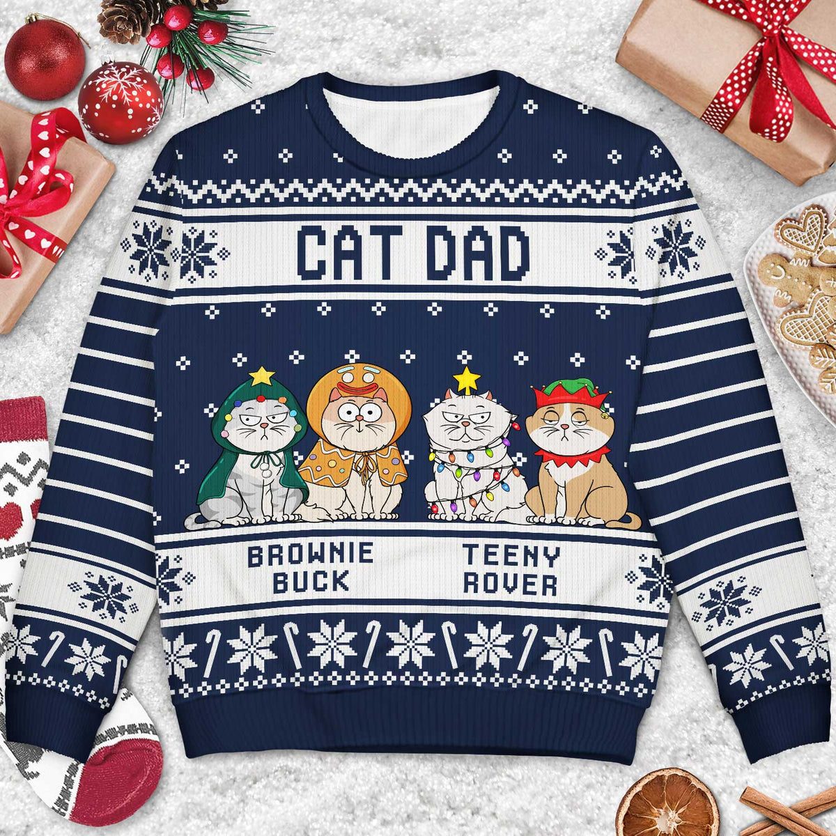Meowy Christmas - Personalized Unisex Ugly Sweater