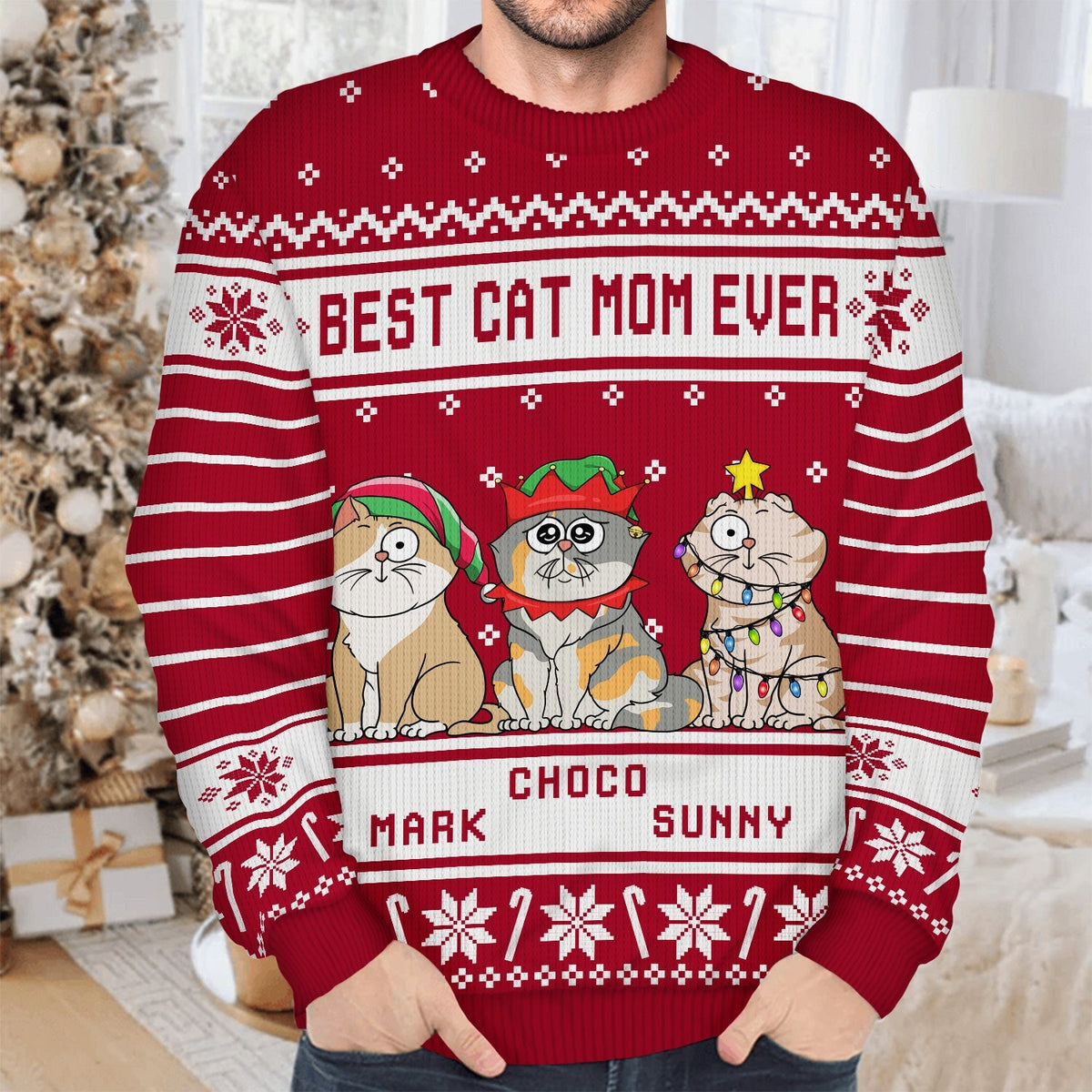 Meowy Christmas - Personalized Unisex Ugly Sweater