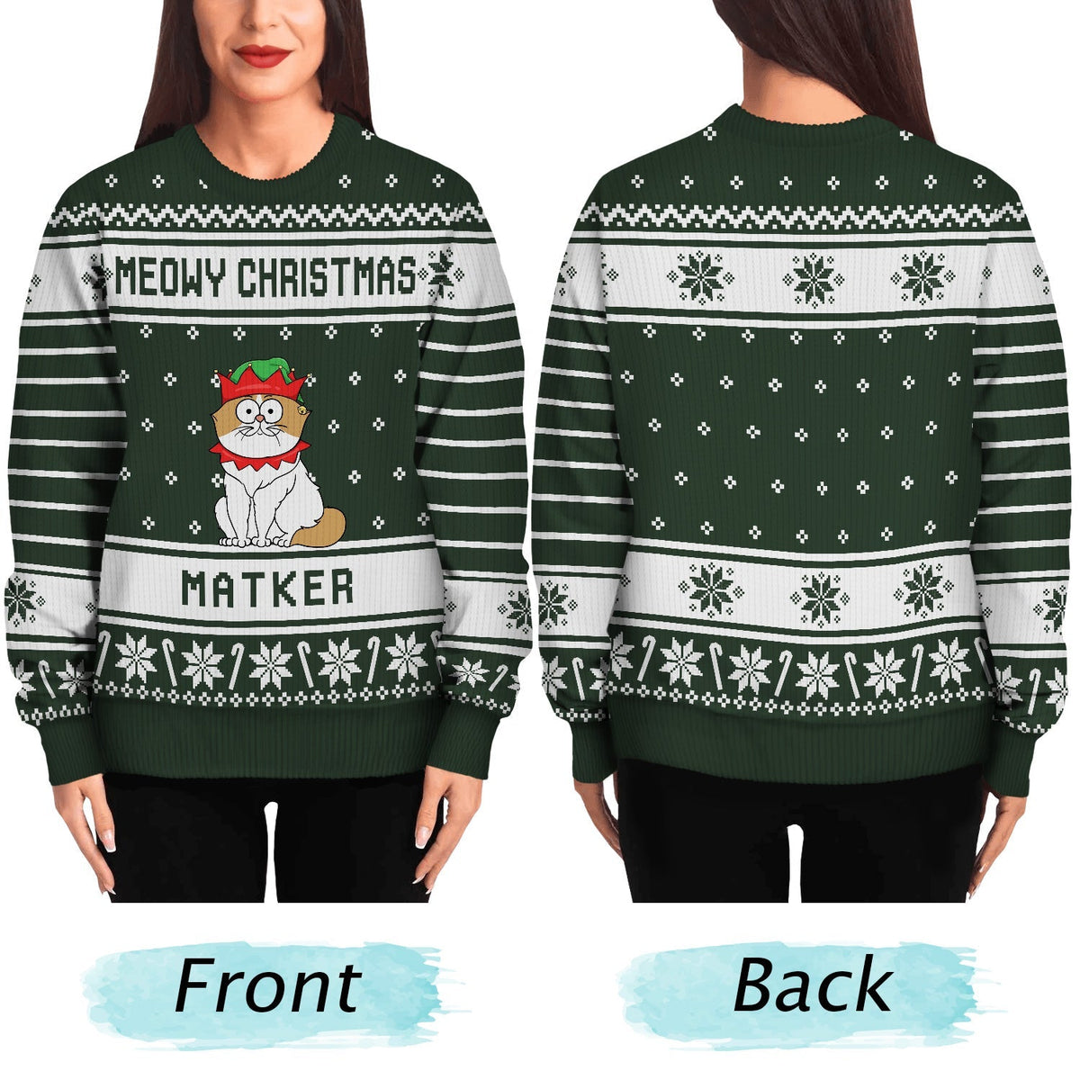 Meowy Christmas - Personalized Unisex Ugly Sweater