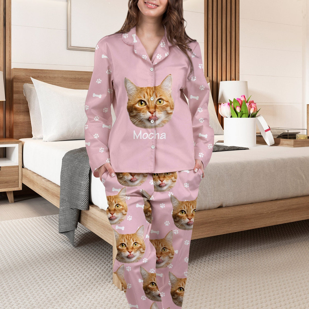 Custom Photo Pet Faces - Gift For Pet Lovers - Personalized Long Pajamas Set