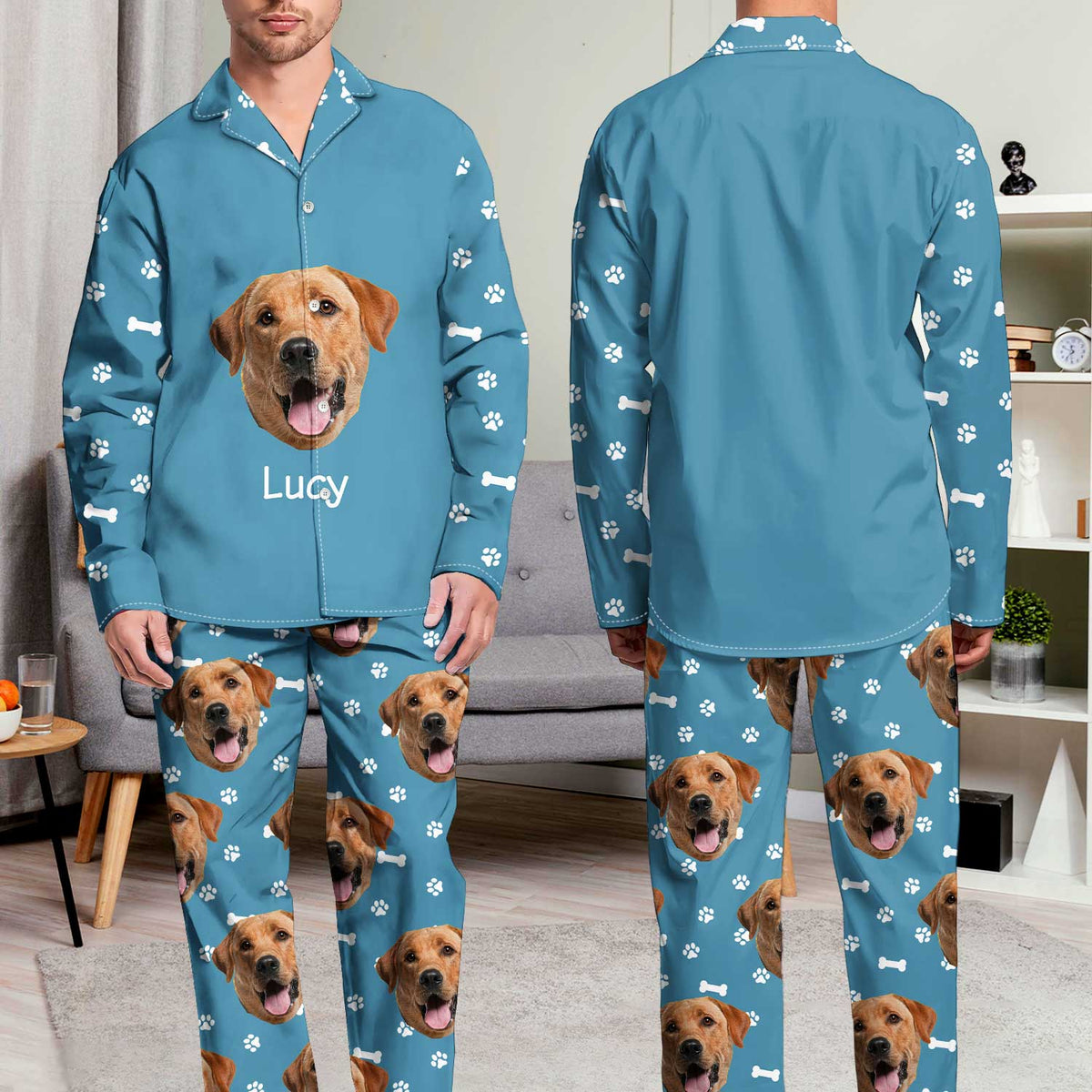 Custom Photo Pet Faces - Gift For Pet Lovers - Personalized Long Pajamas Set