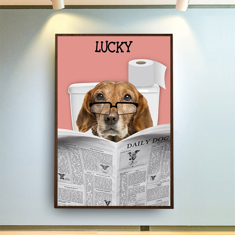 Custom Photo Funny Dog Reading Newspaper - Personalized Poster