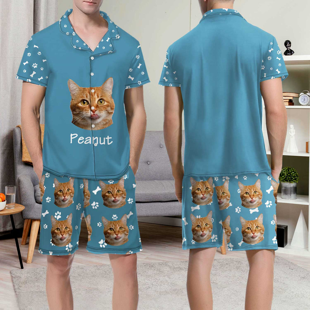 Custom Photo Pet Faces - Gift For Pet Lovers - Personalized Short Pajamas Set