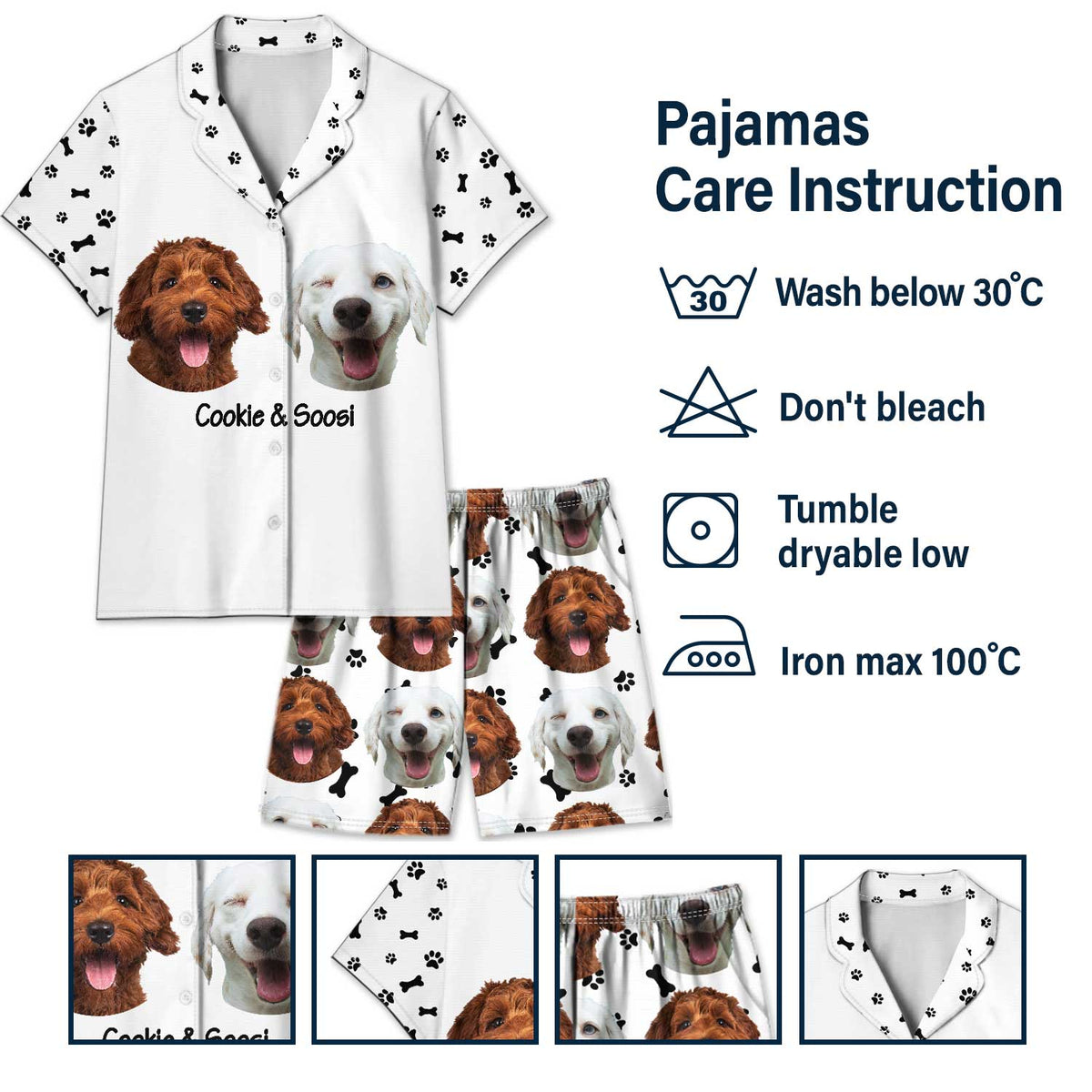 Custom Photo Pet Faces - Gift For Pet Lovers - Personalized Short Pajamas Set