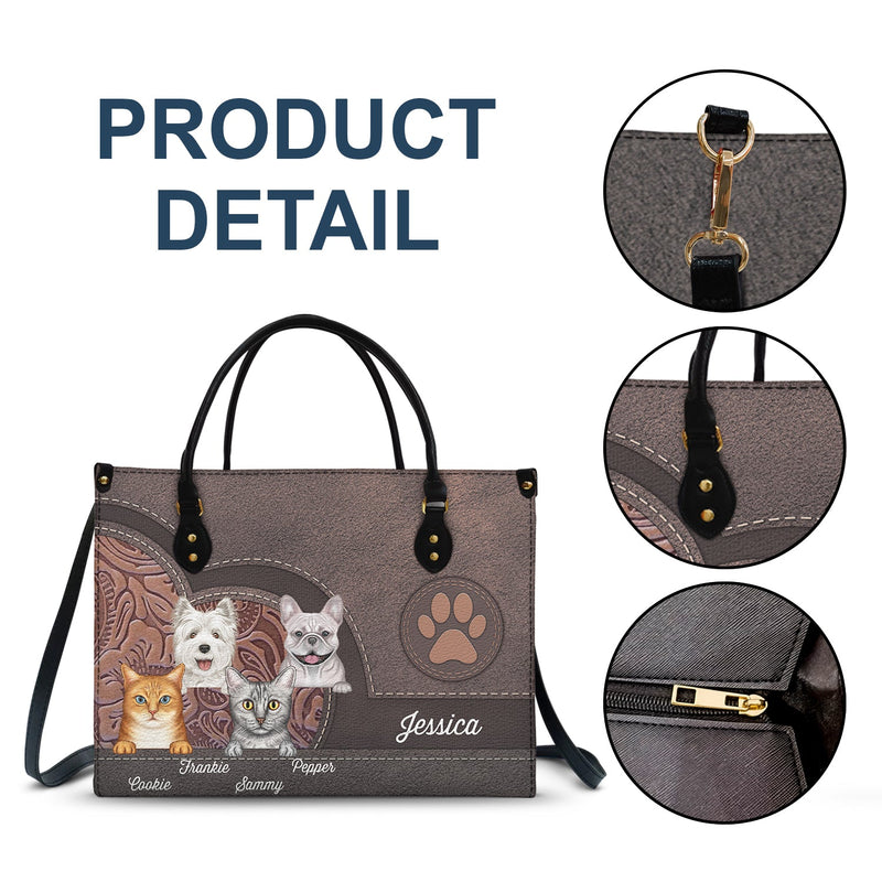 Aesthetic Pattern Of Cute Dogs And Cats - Birthday, Loving Gift For Pet Lovers, Dog Mom, Cat Mom - Personalized Leather Bag