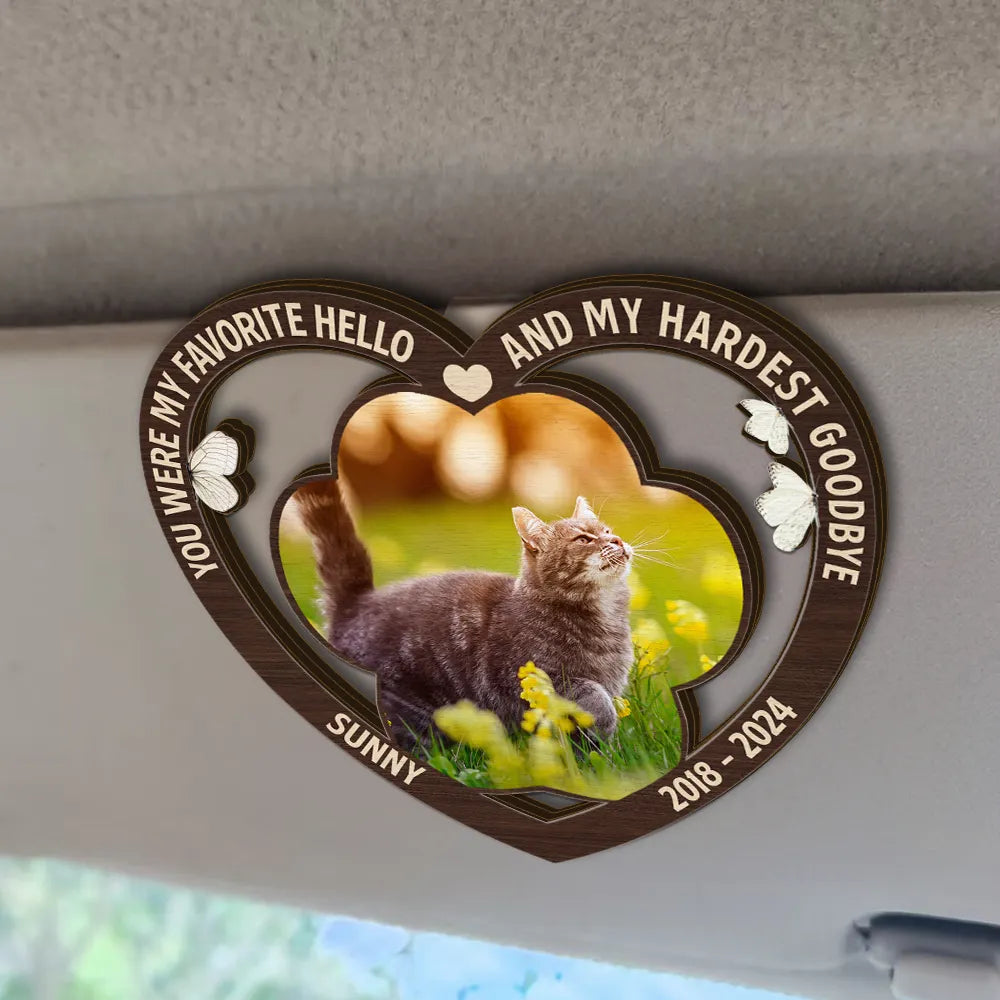 Custom Photo My Favorite Hello, My Hardest Goodbye - Personalized Custom Shaped Car Visor Clip