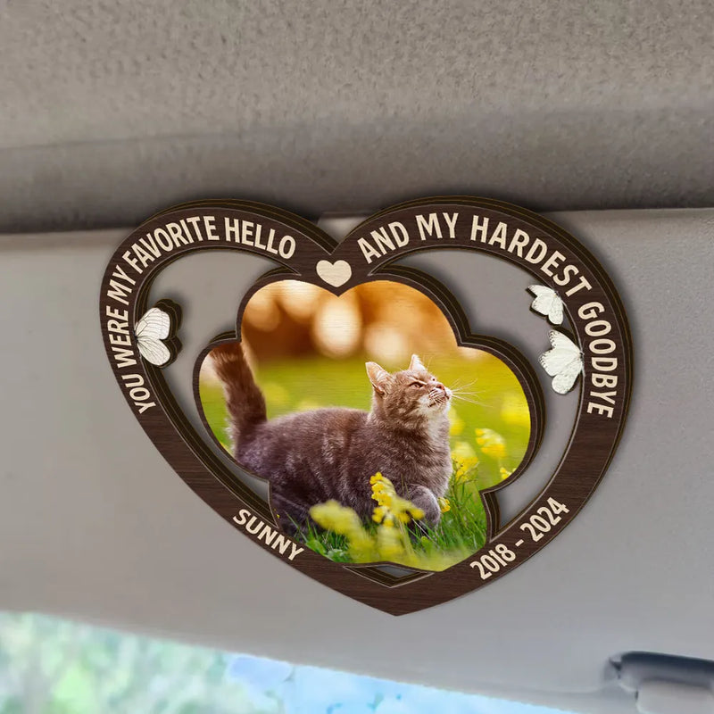 Custom Photo My Favorite Hello, My Hardest Goodbye - Personalized Custom Shaped Car Visor Clip