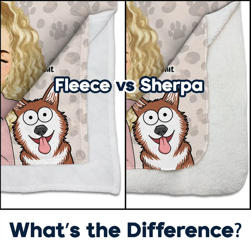 Pet Lovers,Pet Mom,Dog Lovers,Cat Lovers,Happy - My Cat Dog Cuddling Blanket Peeking - Personalized Fleece Blanket, Sherpa Blanket