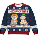Meowy Catmas Funny Cartoon - Personalized Unisex Ugly Sweater