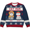 Funny Cat Mom Cat Dad Cartoon Cats - Christmas Gift For Cat Lovers - Personalized Unisex Ugly Sweater