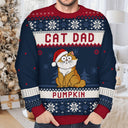 Funny Cat Mom Cat Dad Cartoon Cats - Christmas Gift For Cat Lovers - Personalized Unisex Ugly Sweater