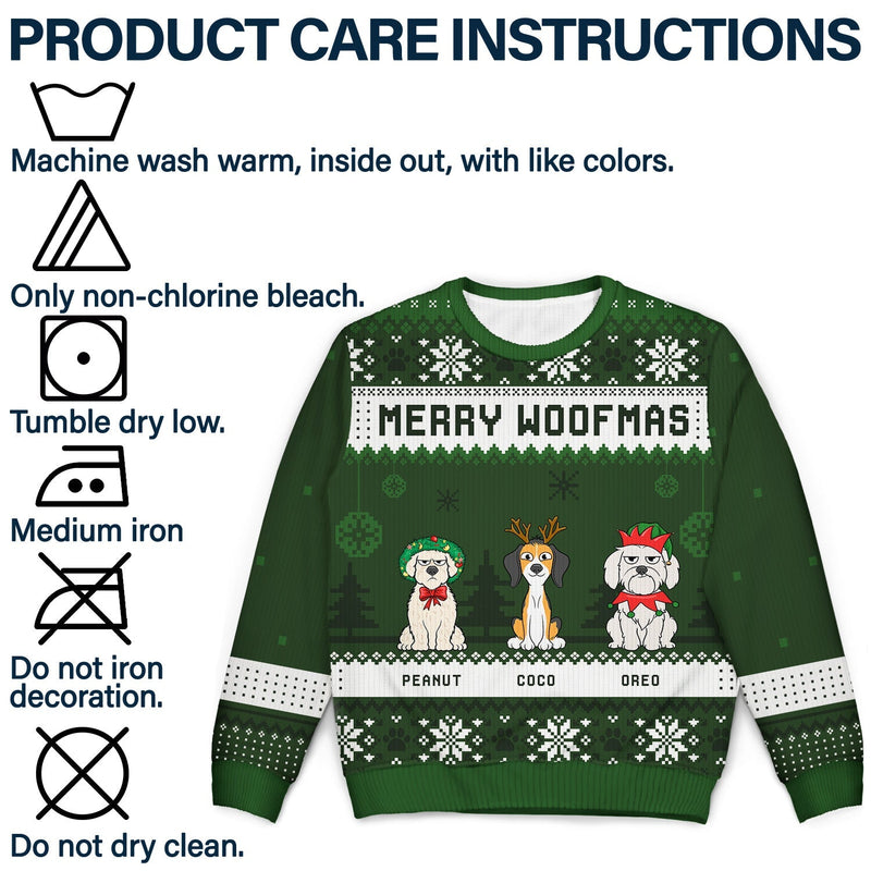 Feliz Navidog Merry Woofmas Cartoon Dogs - Christmas Gift For Dog Lovers - Personalized Unisex Ugly Sweater