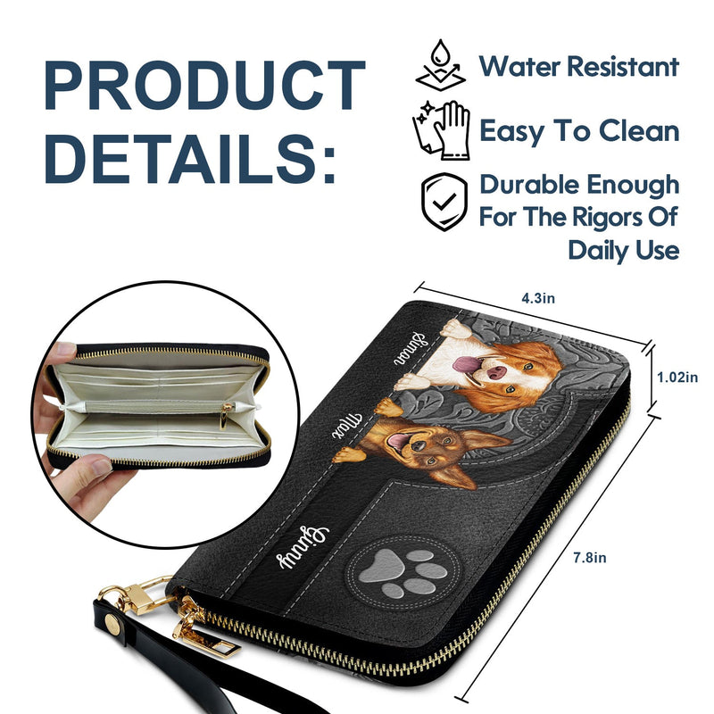Aesthetic Cute Dog Pattern - Birthday, Loving Gift For Dog Mom, Dog Lovers - Personalized Leather Long Wallet