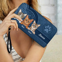Aesthetic Pattern With Adorable Cats - Birthday, Loving Gift For Cat Mom, Cat Lovers - Personalized Leather Long Wallet