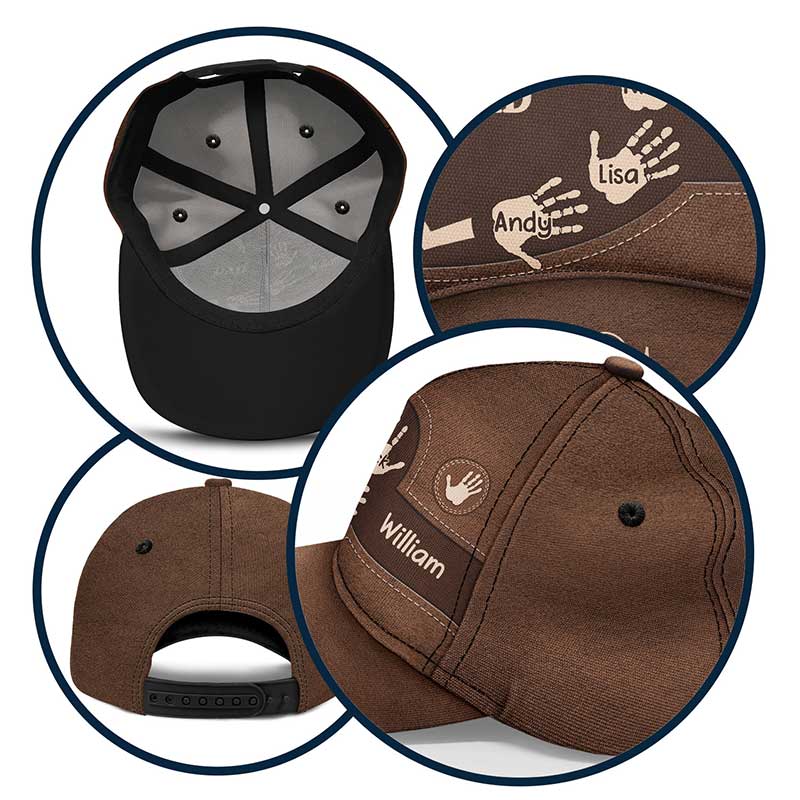 Grandpa Dad Kids Handprints Design - Personalized Classic Cap