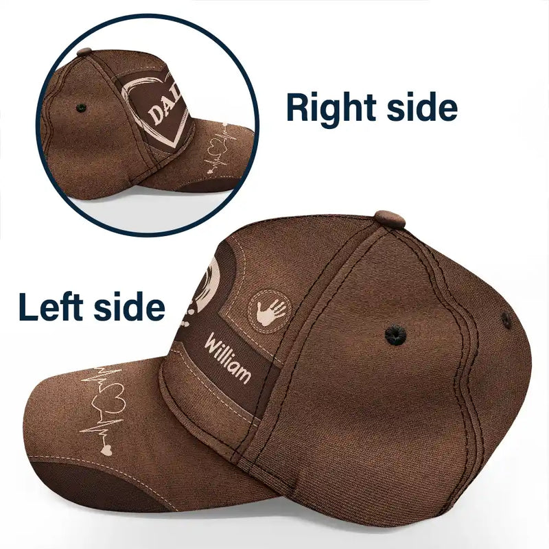 Grandpa Dad Kids Handprints Design - Personalized Classic Cap