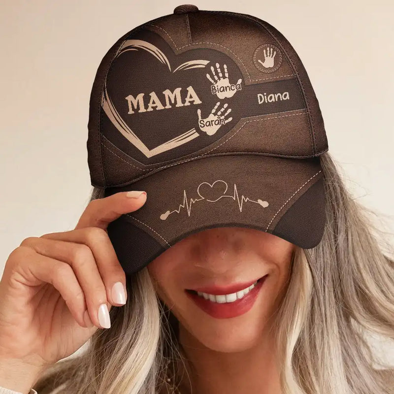 Grandpa Dad Kids Handprints Design - Personalized Classic Cap