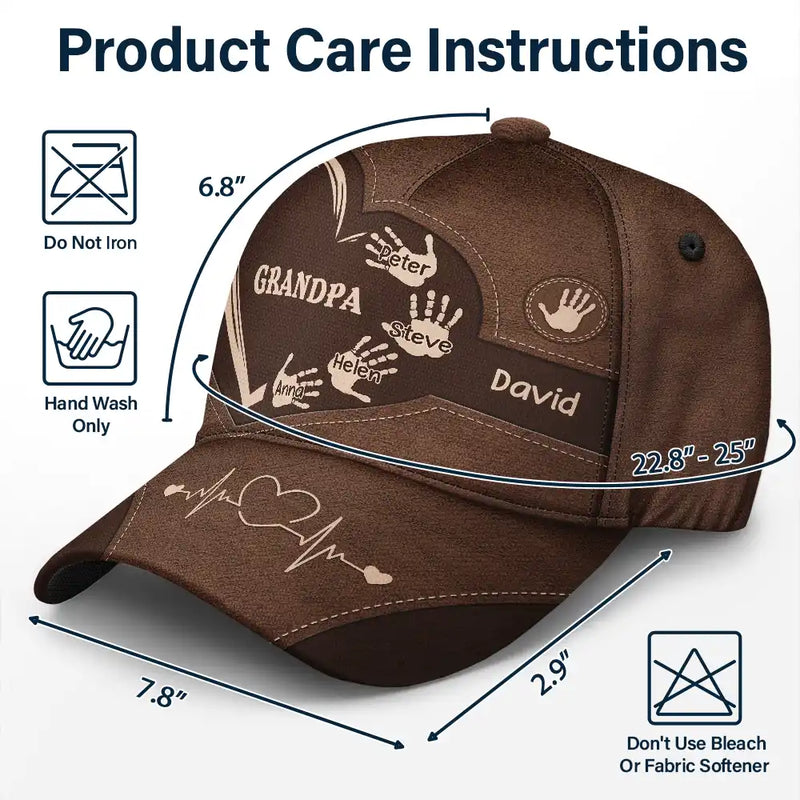 Grandpa Dad Kids Handprints Design - Personalized Classic Cap